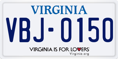 VA license plate VBJ0150