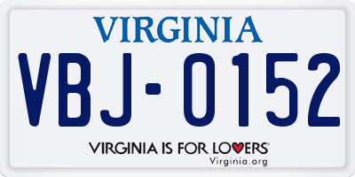 VA license plate VBJ0152