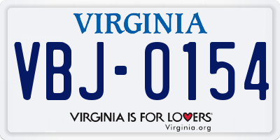 VA license plate VBJ0154
