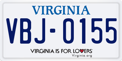 VA license plate VBJ0155
