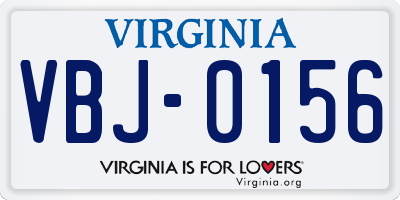 VA license plate VBJ0156