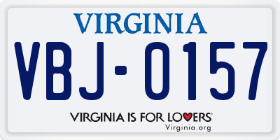VA license plate VBJ0157