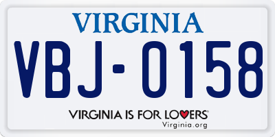 VA license plate VBJ0158