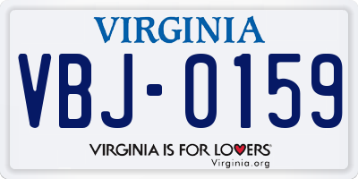 VA license plate VBJ0159