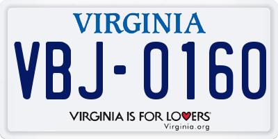 VA license plate VBJ0160