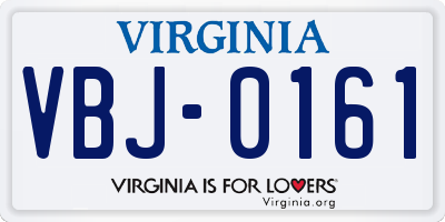 VA license plate VBJ0161