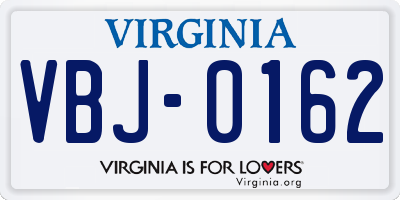 VA license plate VBJ0162