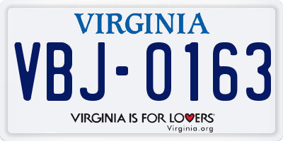 VA license plate VBJ0163