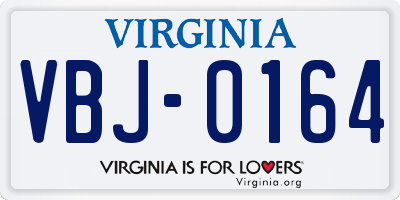 VA license plate VBJ0164