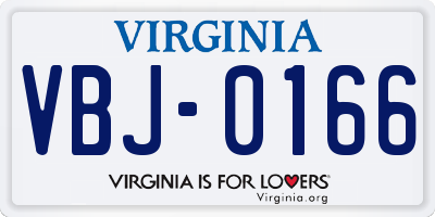 VA license plate VBJ0166