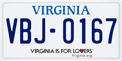VA license plate VBJ0167