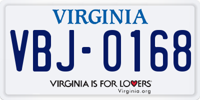 VA license plate VBJ0168