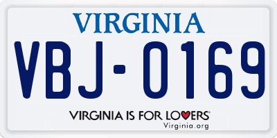VA license plate VBJ0169