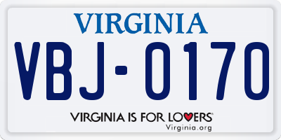 VA license plate VBJ0170