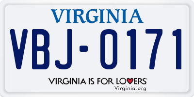 VA license plate VBJ0171