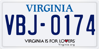 VA license plate VBJ0174
