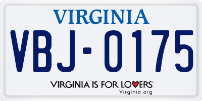 VA license plate VBJ0175