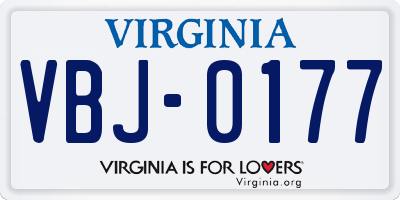 VA license plate VBJ0177