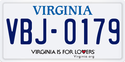 VA license plate VBJ0179