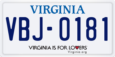 VA license plate VBJ0181