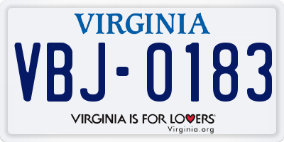 VA license plate VBJ0183