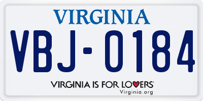 VA license plate VBJ0184