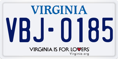 VA license plate VBJ0185
