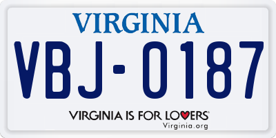 VA license plate VBJ0187