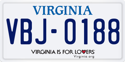 VA license plate VBJ0188