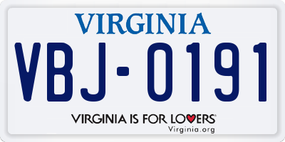VA license plate VBJ0191