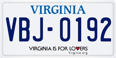 VA license plate VBJ0192