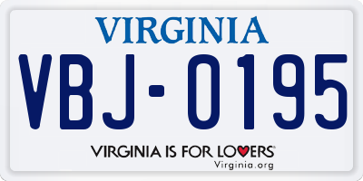 VA license plate VBJ0195