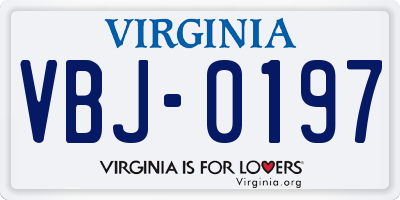 VA license plate VBJ0197
