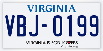 VA license plate VBJ0199