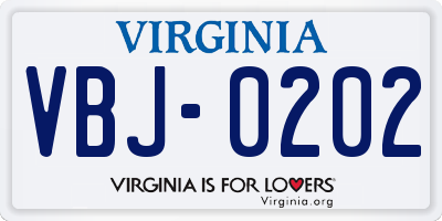 VA license plate VBJ0202
