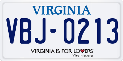 VA license plate VBJ0213