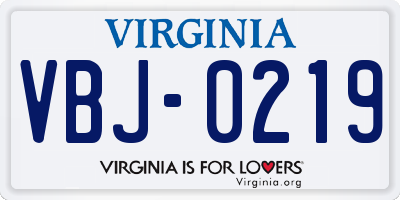 VA license plate VBJ0219