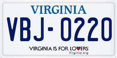 VA license plate VBJ0220