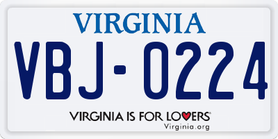 VA license plate VBJ0224