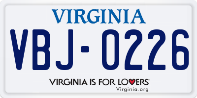 VA license plate VBJ0226