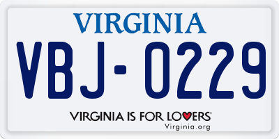 VA license plate VBJ0229