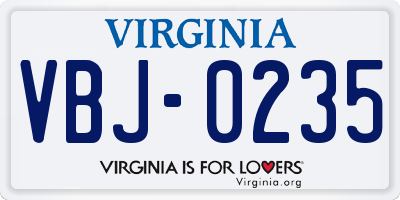 VA license plate VBJ0235