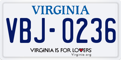 VA license plate VBJ0236