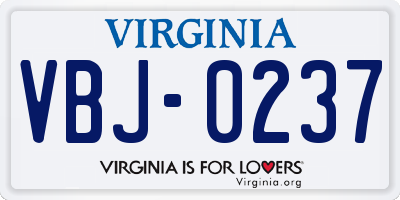 VA license plate VBJ0237