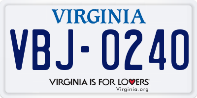 VA license plate VBJ0240