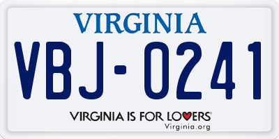 VA license plate VBJ0241