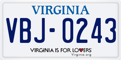 VA license plate VBJ0243
