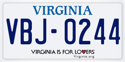 VA license plate VBJ0244