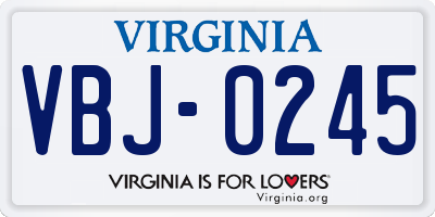 VA license plate VBJ0245