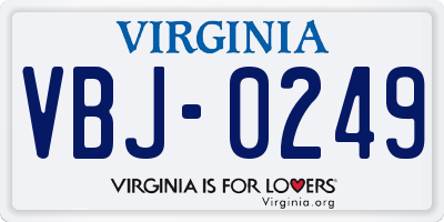 VA license plate VBJ0249